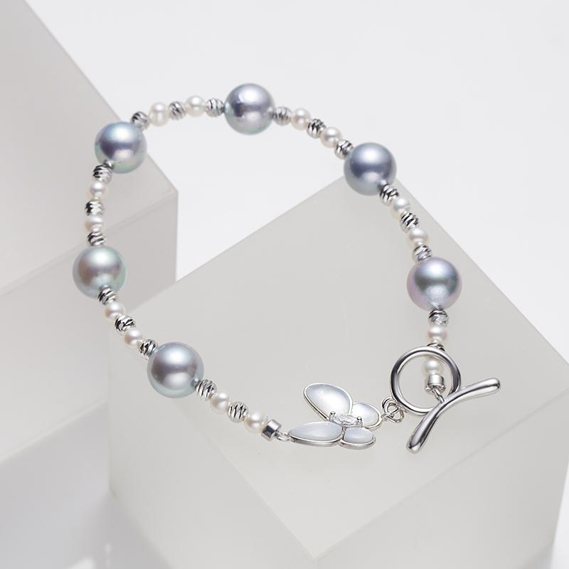 Fantasy Butterfly Akoya Madama Pearl Bracelet：3.5-4/8-9mm Seawater S925 Silver (zpjcy064)