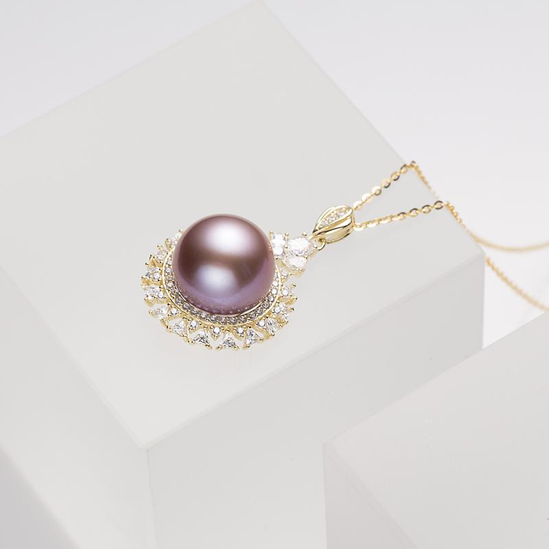 Designer Edison Purple Pearl Pendant：10-11mm Freshwater S925 Silver (TSXX190)