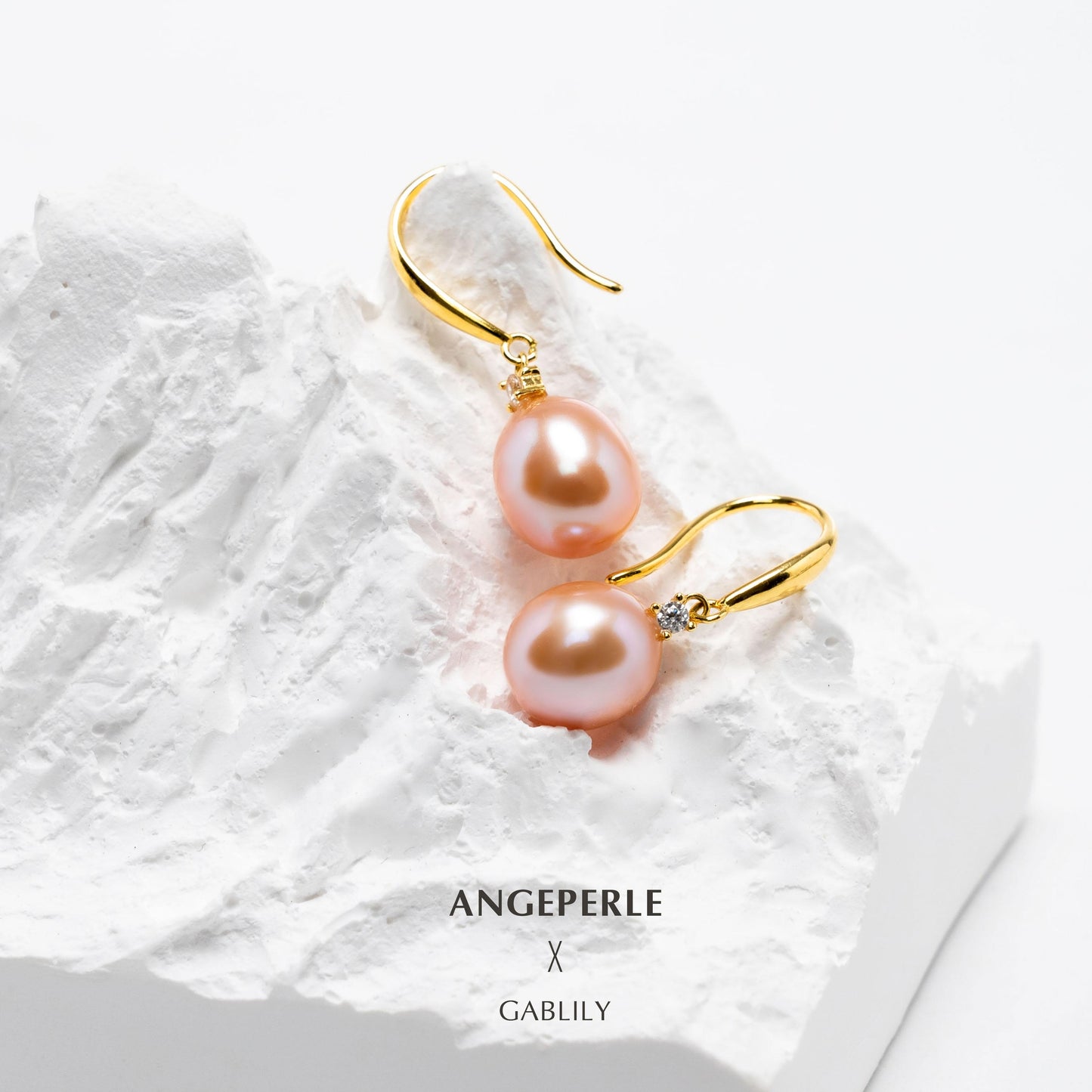 Drop-shaped Dry Rose Pink Color Pearl Earrings：8-9mm Freshwater S925 Silver (TSJCY810)