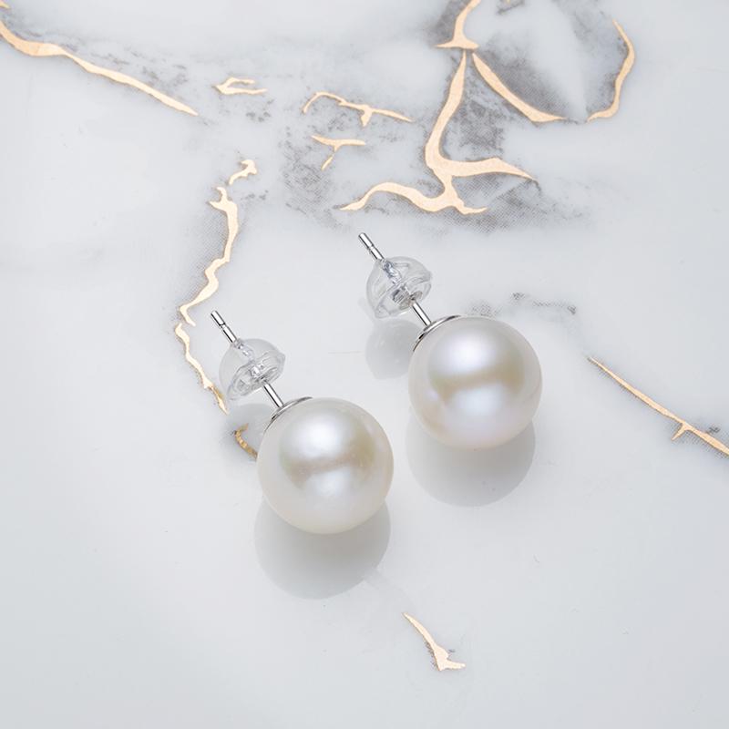 Gablily Classic Pairing Pearl Earrings: 10-11mm Freshwater S925 Silver (TSZL821)