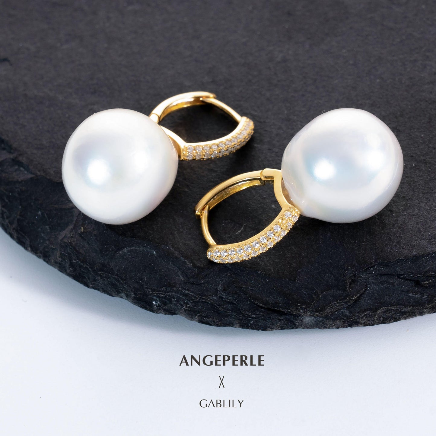 Gablily Baroque Pearl Earrings Large Point Strong Luster: 13-14mm Freshwater S925 Silver (TSJCY700)