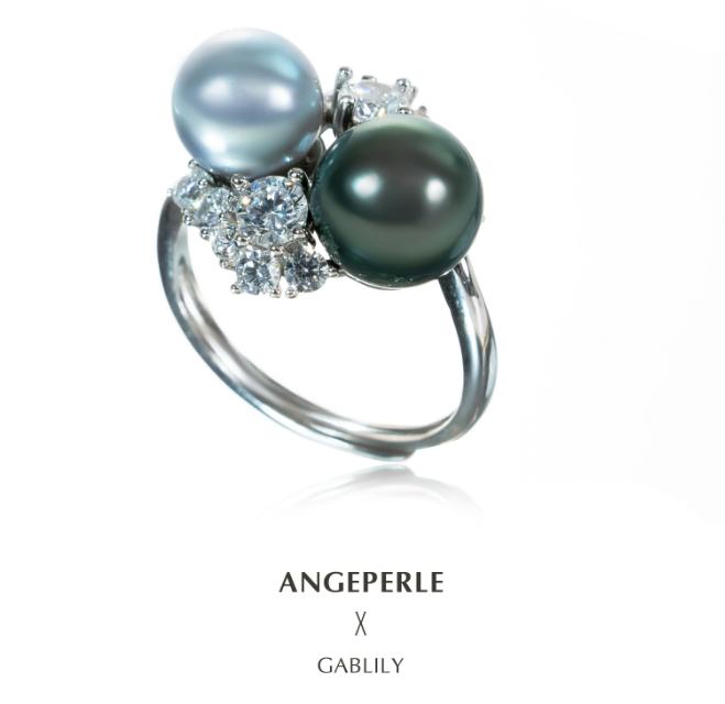 Akoya Madama And Tahitian Double Pearl Ring: 8-9mm Seawater S925 Silver (TSJCY534)