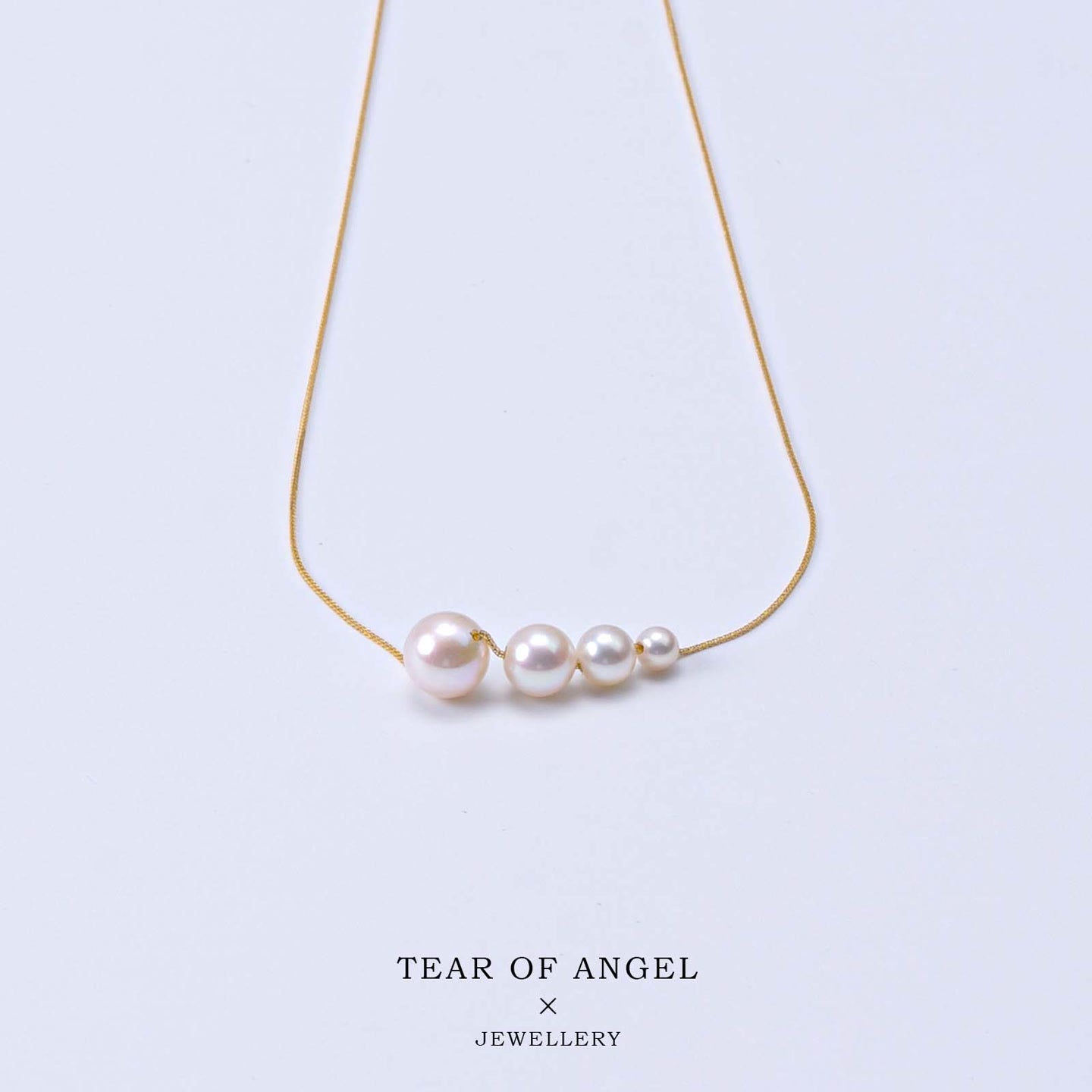 Gablily Smile Gradient Pearl Necklace: 4-5/5-6/6-7/8-9mm Freshwater 18K Gold (TSGY1224)