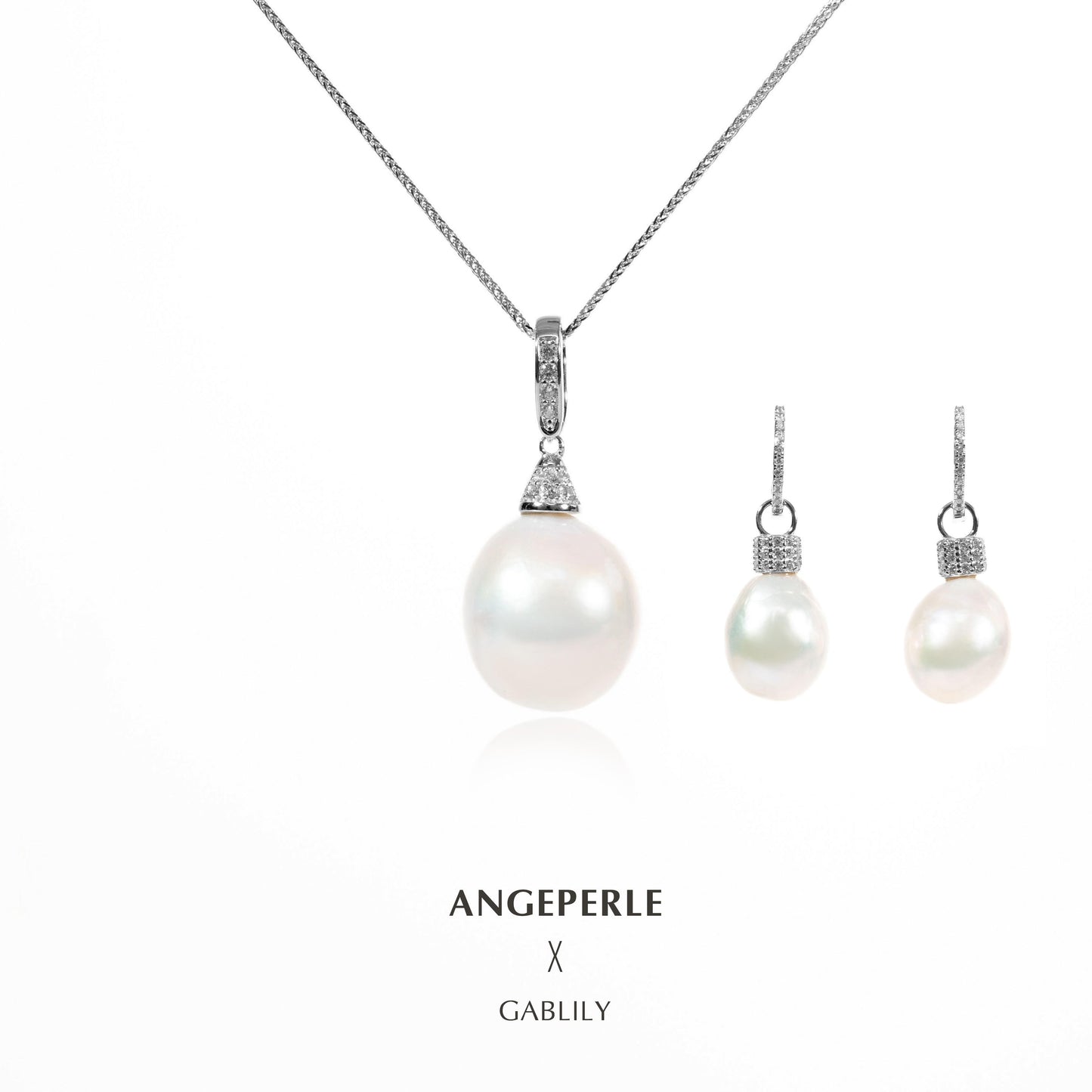 Akoya Baroque Pearl Pendant And Pearl Earrings: 8-9mm Seawater S925 Silver (TSJCY404)