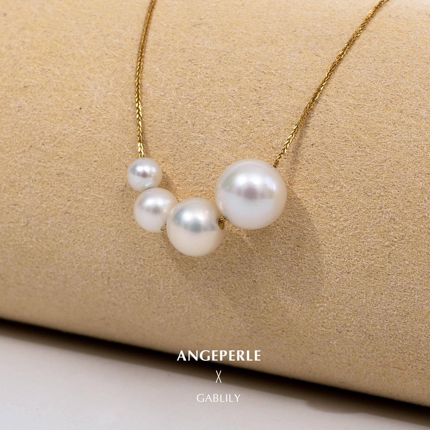 Gablily Smile Gradient Pearl Necklace: 4-5/5-6/6-7/8-9mm Freshwater 18K Gold (TSGY1224)