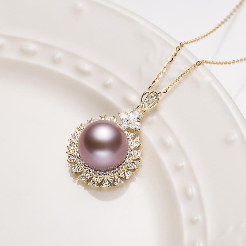 Designer Edison Purple Pearl Pendant：10-11mm Freshwater S925 Silver (TSXX190)