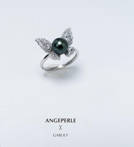 Tahitian Butterfly Pearl Ring：7-8mm Seawater S925 Silver (TSYM145)