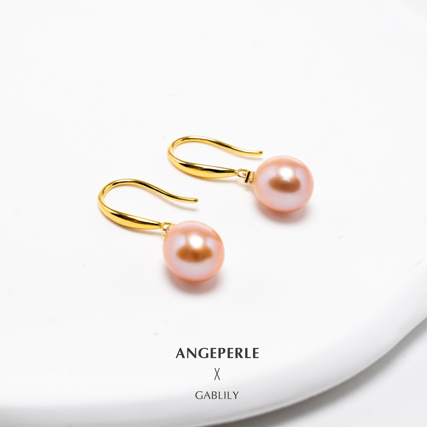 Drop-shaped Dry Rose Pink Color Pearl Earrings：8-9mm Freshwater S925 Silver (TSJCY810)