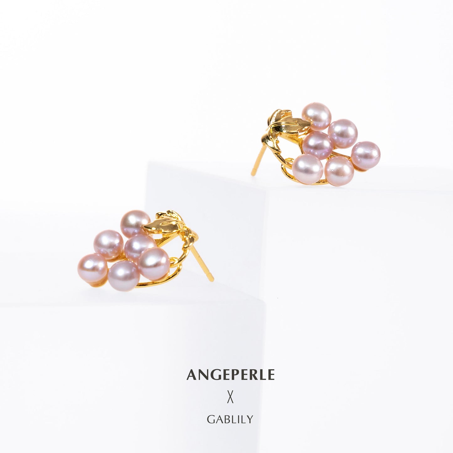 Grape Shape Purple Pearl Earrings : 4-5mm Freshwater Alloy (TSYM091)