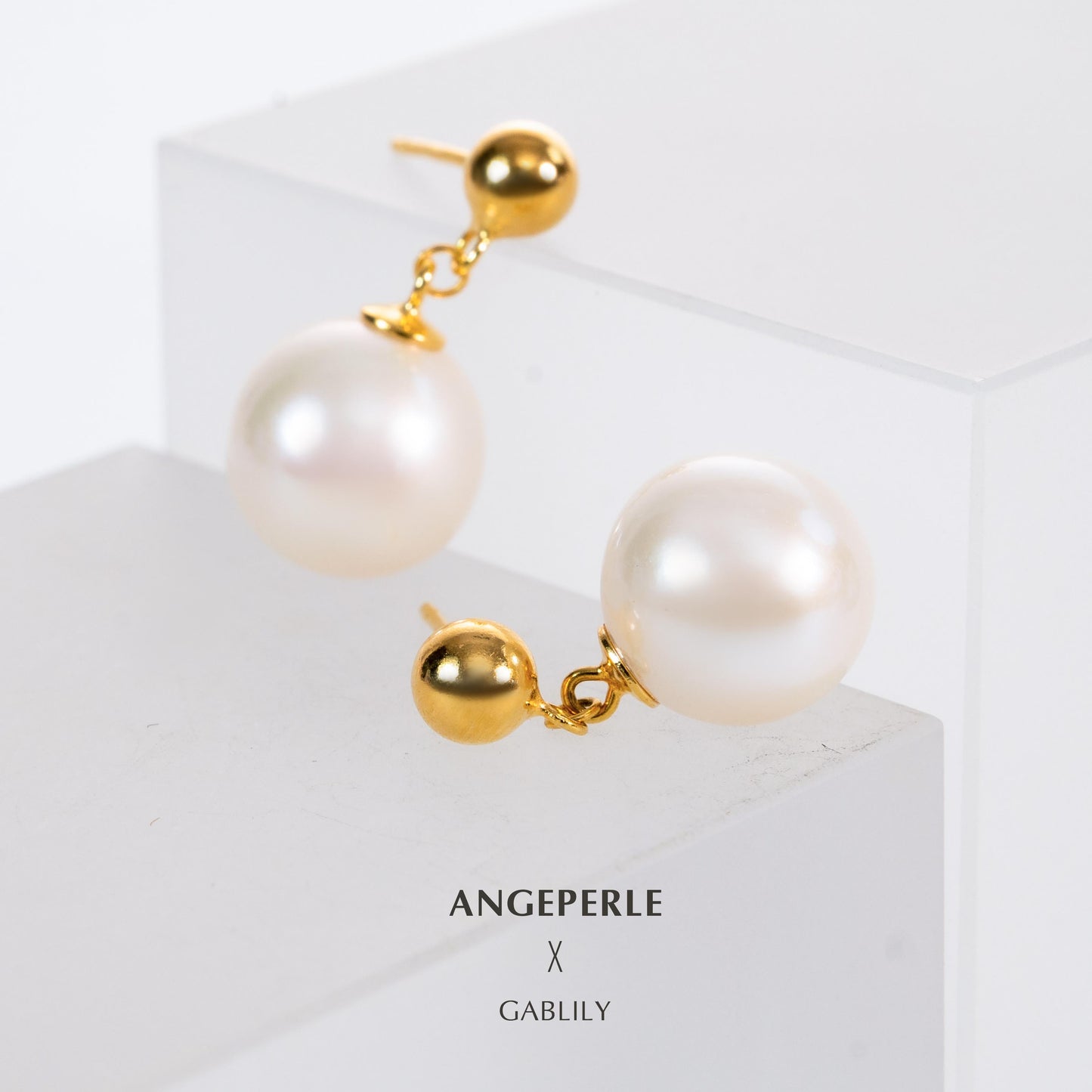 Gablily Classic Pearl Earrings: 11-12mm Freshwater S925 Silver (TSJCY759)