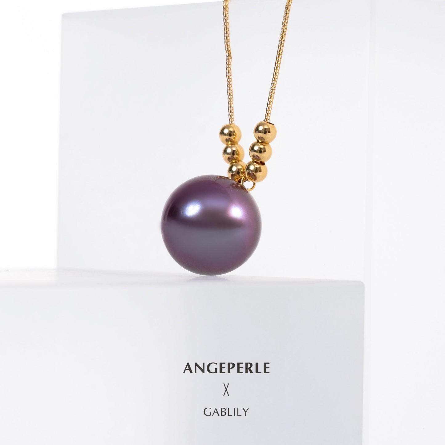 CGRL Certificate Chopin Chain 6+1 Purple Pearl Pendant: 10-11mm Freshwater 18K Gold (TSJCY725)