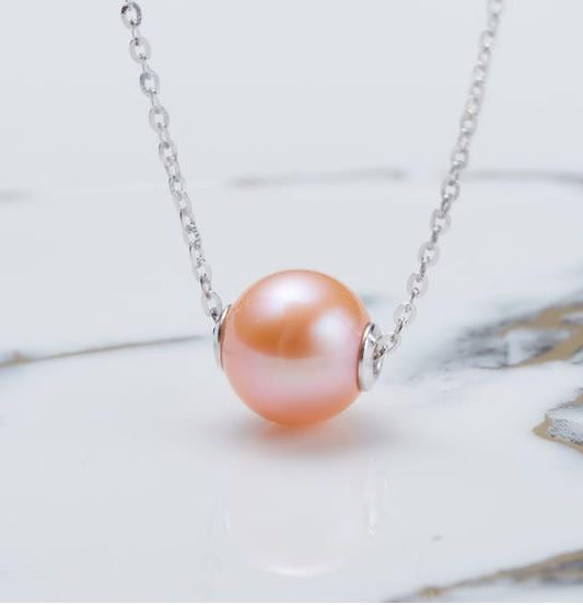 Lu Lu Tong Orange Pearl Pendant: 8-9 mm Freshwater S925 Silver (BJ331)