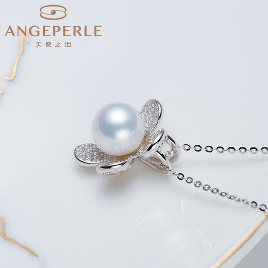 Peach Blossom Shape Pearl Pendant And Pearl Earrings: 7-8/8-9mm Freshwater S925 Silver (TSSZ068-jia)