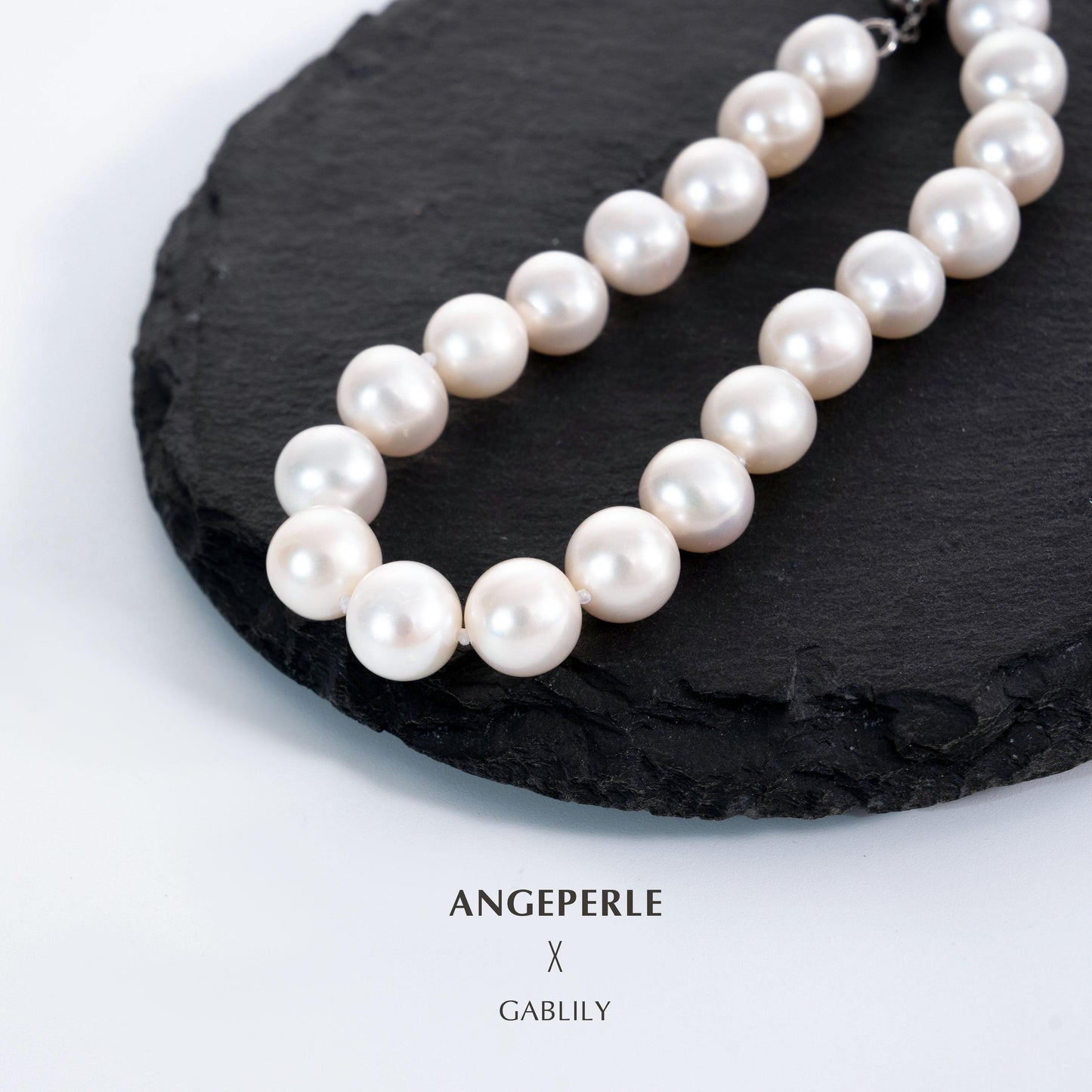 Gablily White Pearl Love Bracelet: 7.3-8.3mm Freshwater S925 Silver (TSJCY742)