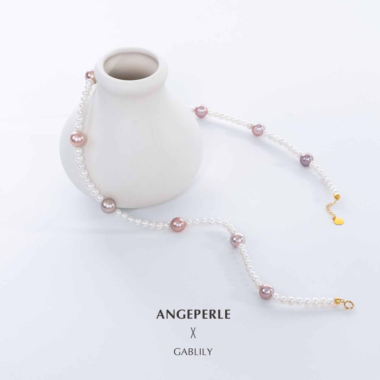 Gablily Goddess Style Combination Of Baby Pearl And Pink Pearl: 7-8mm Seawater 18K Gold (TSGY043)