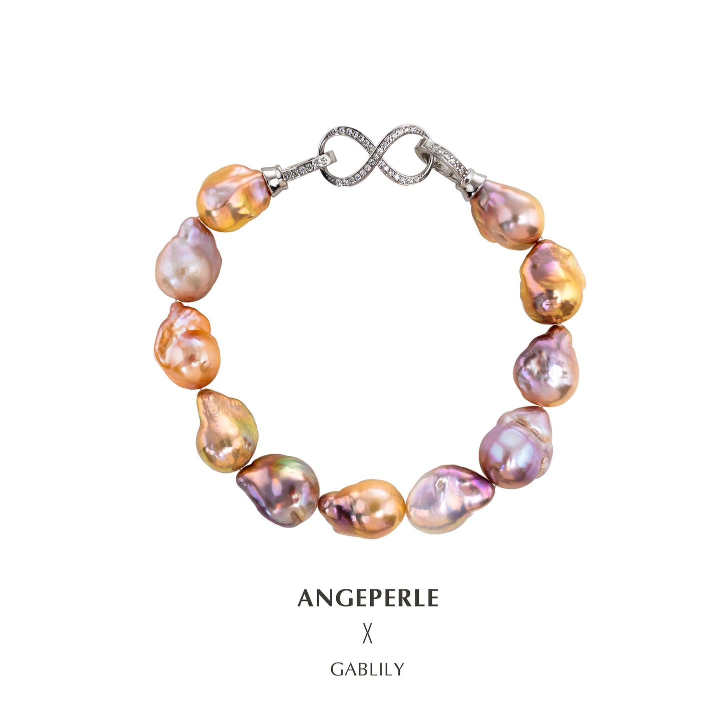 Candy Color Metallic Baroque Pearl Bracelet Figure 8 shaped Clasp：10-13mm Freshwater S925 Silver (TSJCY941)