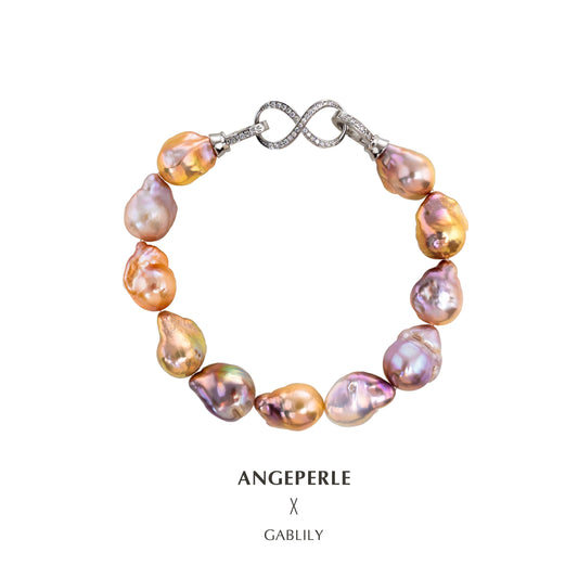 Candy Color Metallic Baroque Pearl Bracelet Figure 8 shaped Clasp：10-13mm Freshwater S925 Silver (TSJCY941)