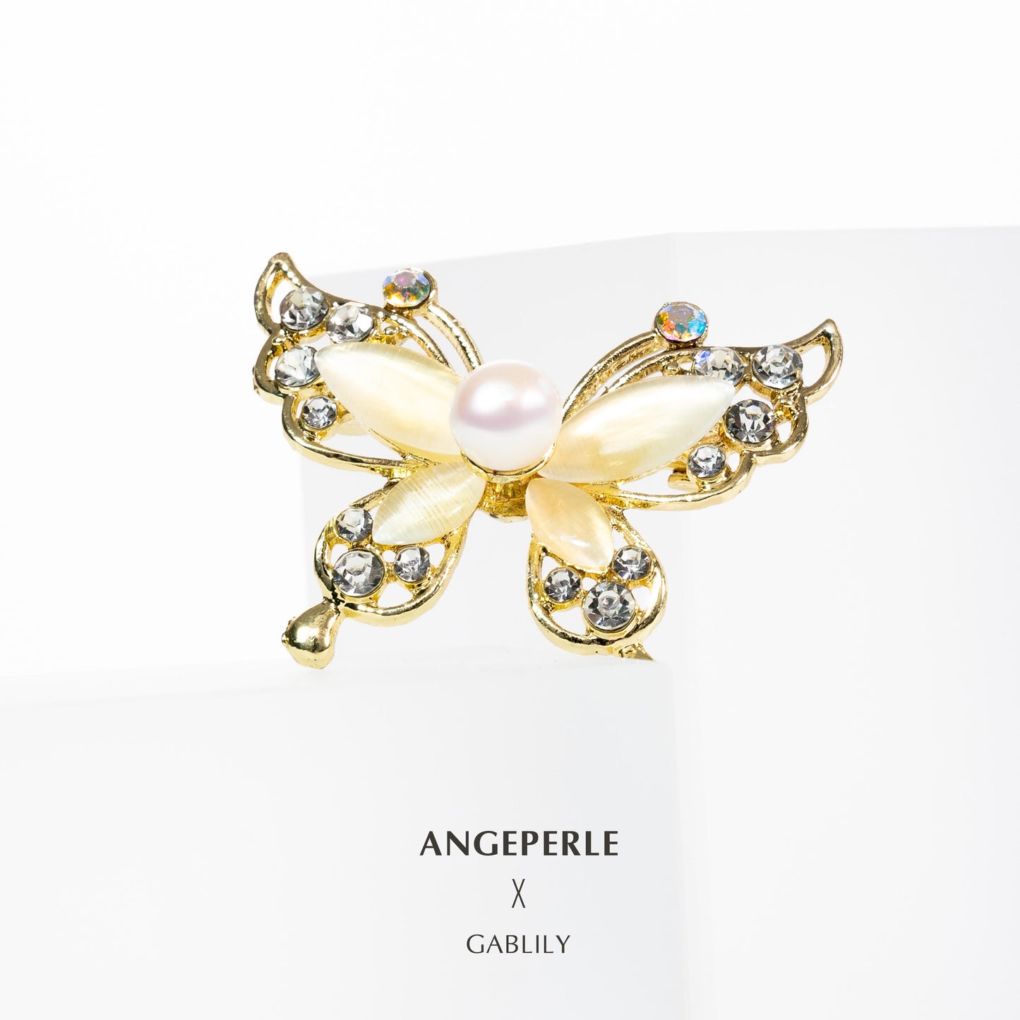 Flower Fairy Butterfly Pearl Brooch: 7-8mm Freshwater Alloy (TSJH002)