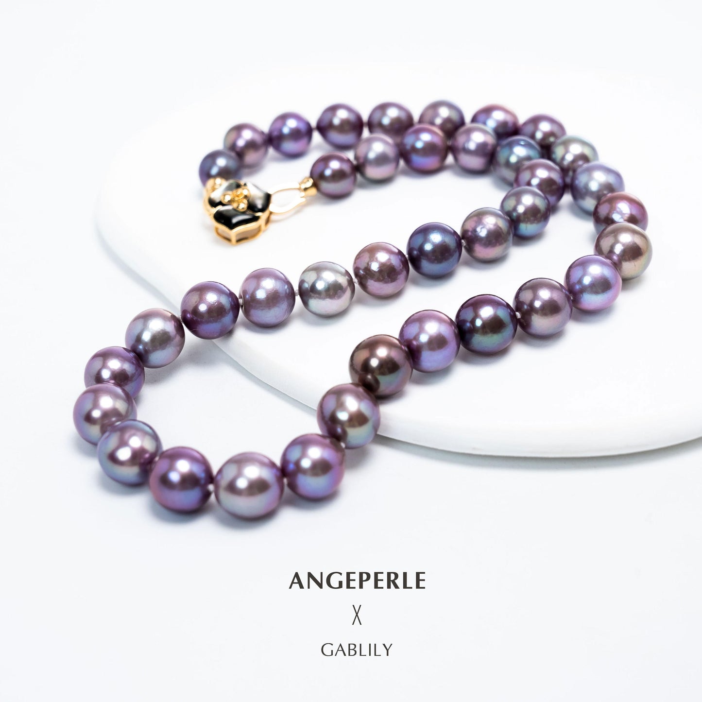 High Quality Edison Blueberry Purple Pearl Necklace Classic point Black Rose Clasp：9-11mm Freshwater S925 Silver (TSSLF38)