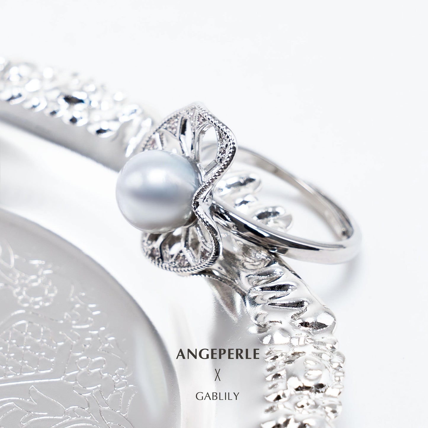 Akoya Madama Flower Story Pearl Ring: 7-8mm Seawater Alloy (TSYM139)