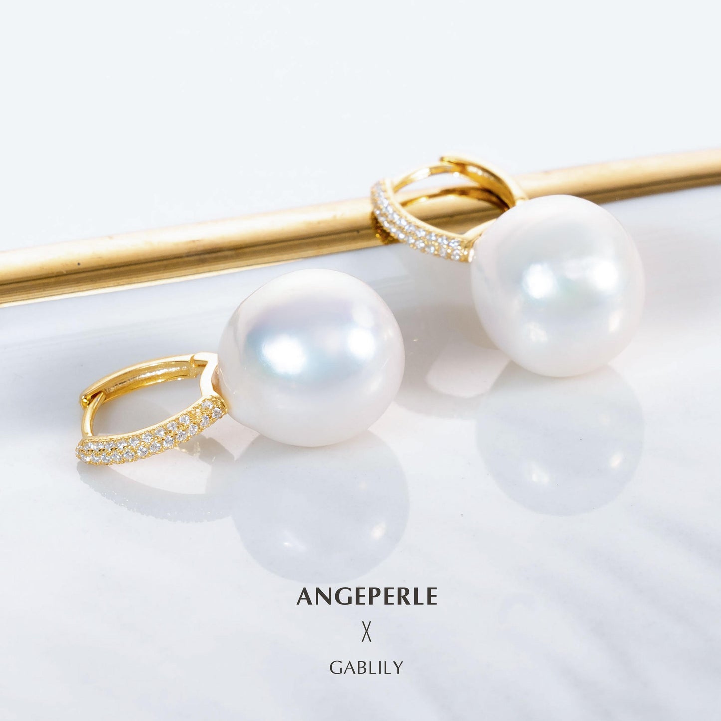 Gablily Baroque Pearl Earrings Large Point Strong Luster: 13-14mm Freshwater S925 Silver (TSJCY700)