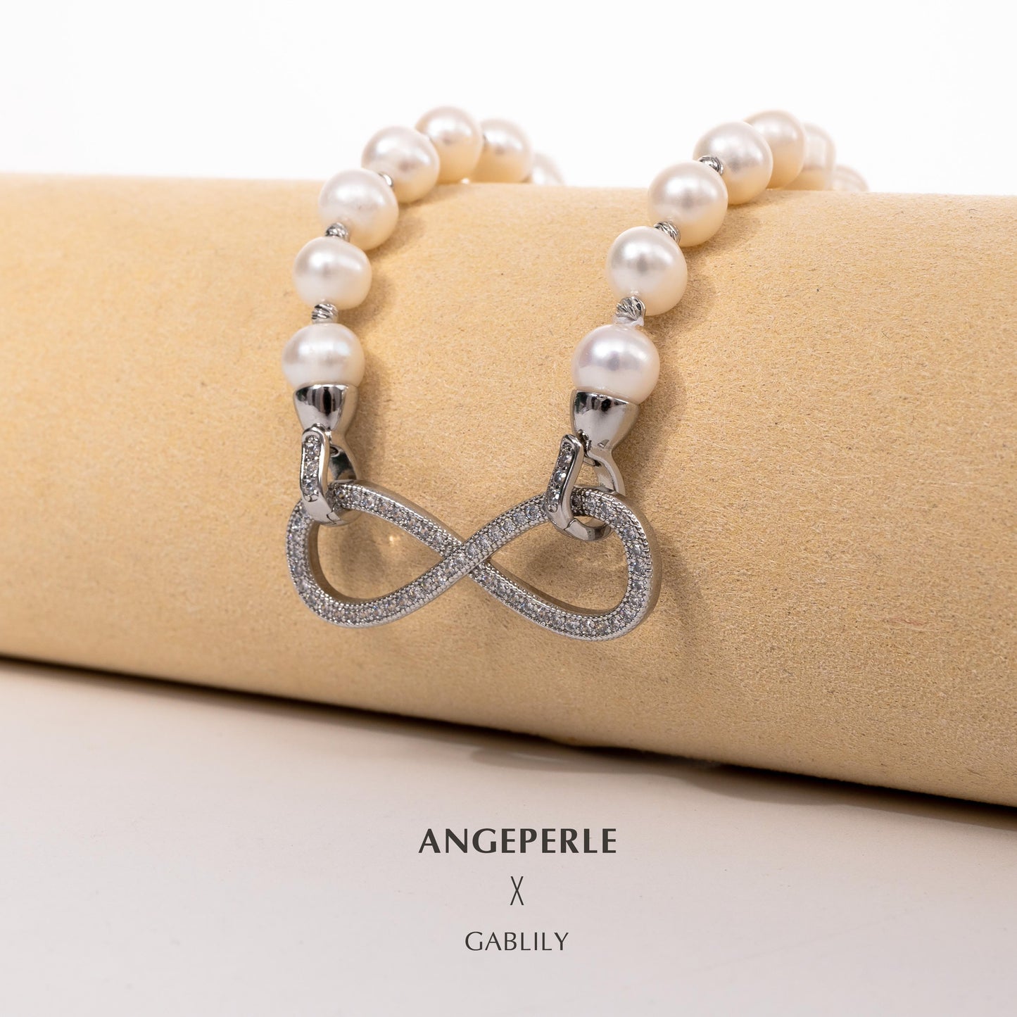 Figure 8 Clasp Pearl Necklace And Two Pearl Bracelets Length 95cm One Piece For Multiple Wears: 7-8mm Freshwater Alloy (TSAW041)