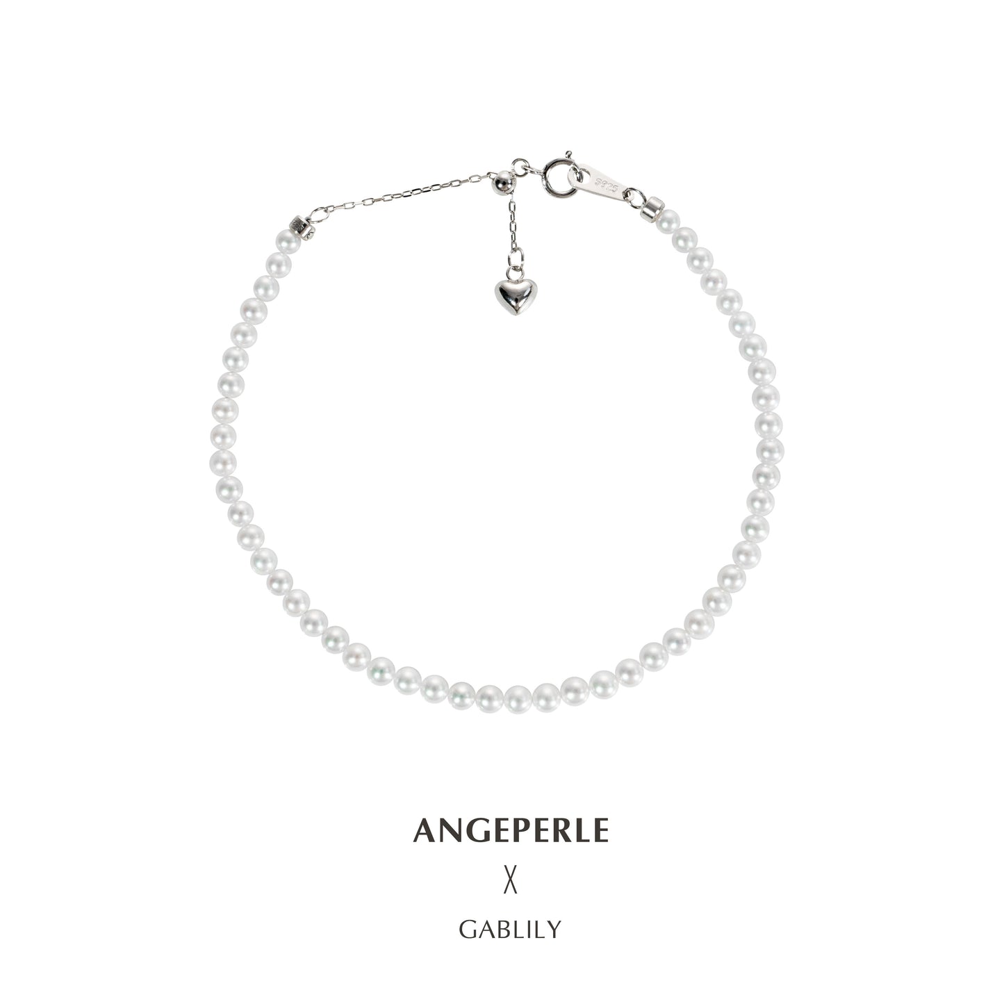 Gablily Baby Paerl Bracelet Heart Shape Adjustable Clasp：3-4mm Freshwater S925 Silver (TSJCY685)