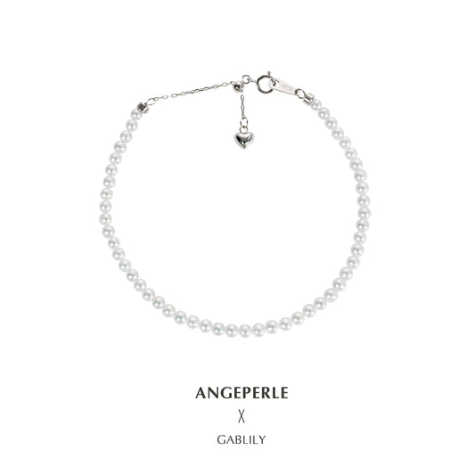 Gablily Baby Paerl Bracelet Heart Shape Adjustable Clasp：3-4mm Freshwater S925 Silver (TSJCY685)