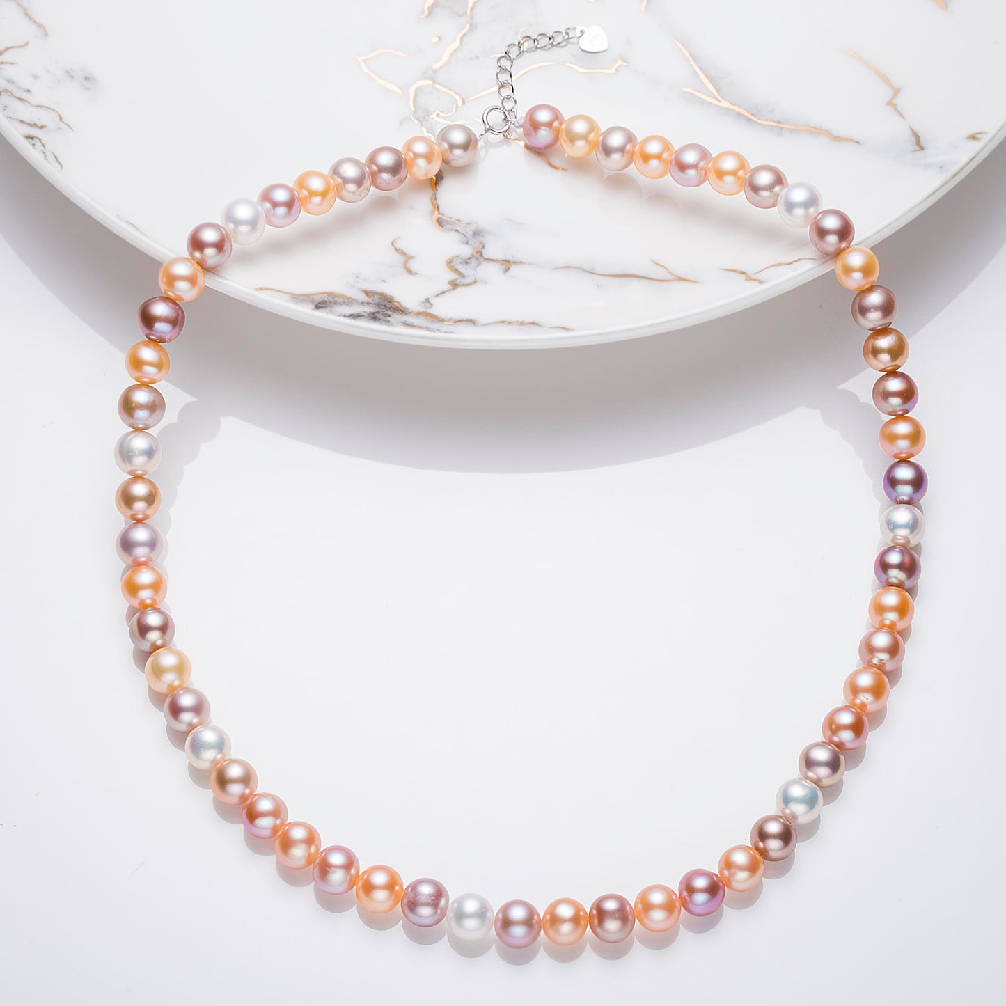 Candy Color Pearl Set, Necklace, Bracelet, Earrings：7-8mm Freshwater S925 Silver (TSZL117)