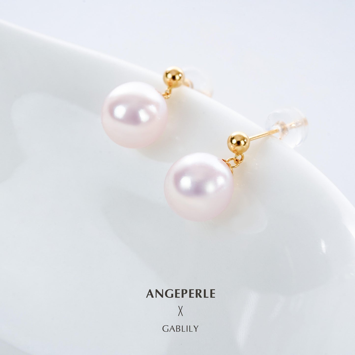 Akoya Pink Pearl Earrings Big Size Flexible: 8-9mm Seawater 18K Gold (TSGY021)