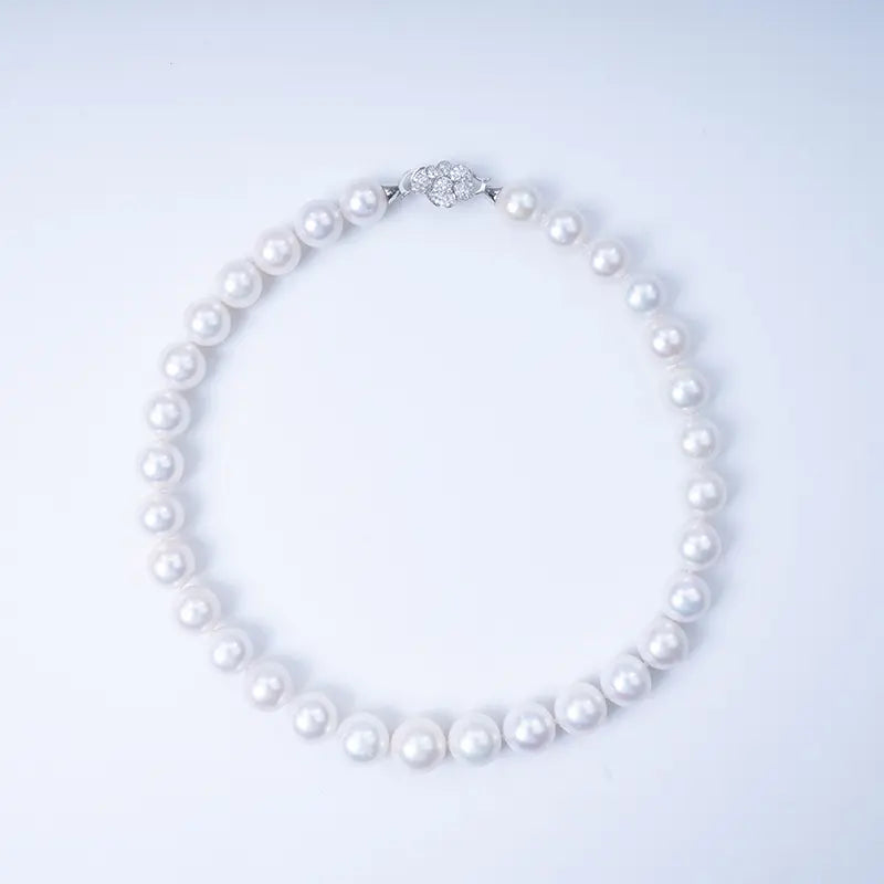 Super Size Gablily White Pearl Necklace: 13-15mm Freshwater S925 Silver (zpsz058)