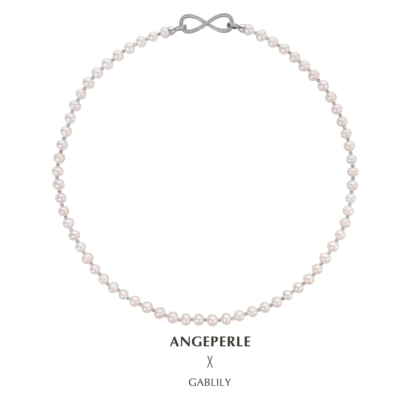 Figure 8 Clasp Pearl Necklace And Two Pearl Bracelets Length 95cm One Piece For Multiple Wears: 7-8mm Freshwater Alloy (TSAW041)