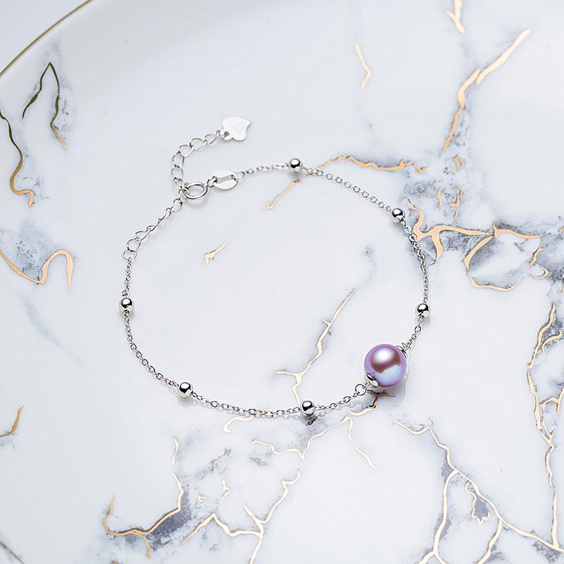 Starry Purple Pearl Bracelet ：8-9mm Freshwater S925 Silver (TSSZ139)