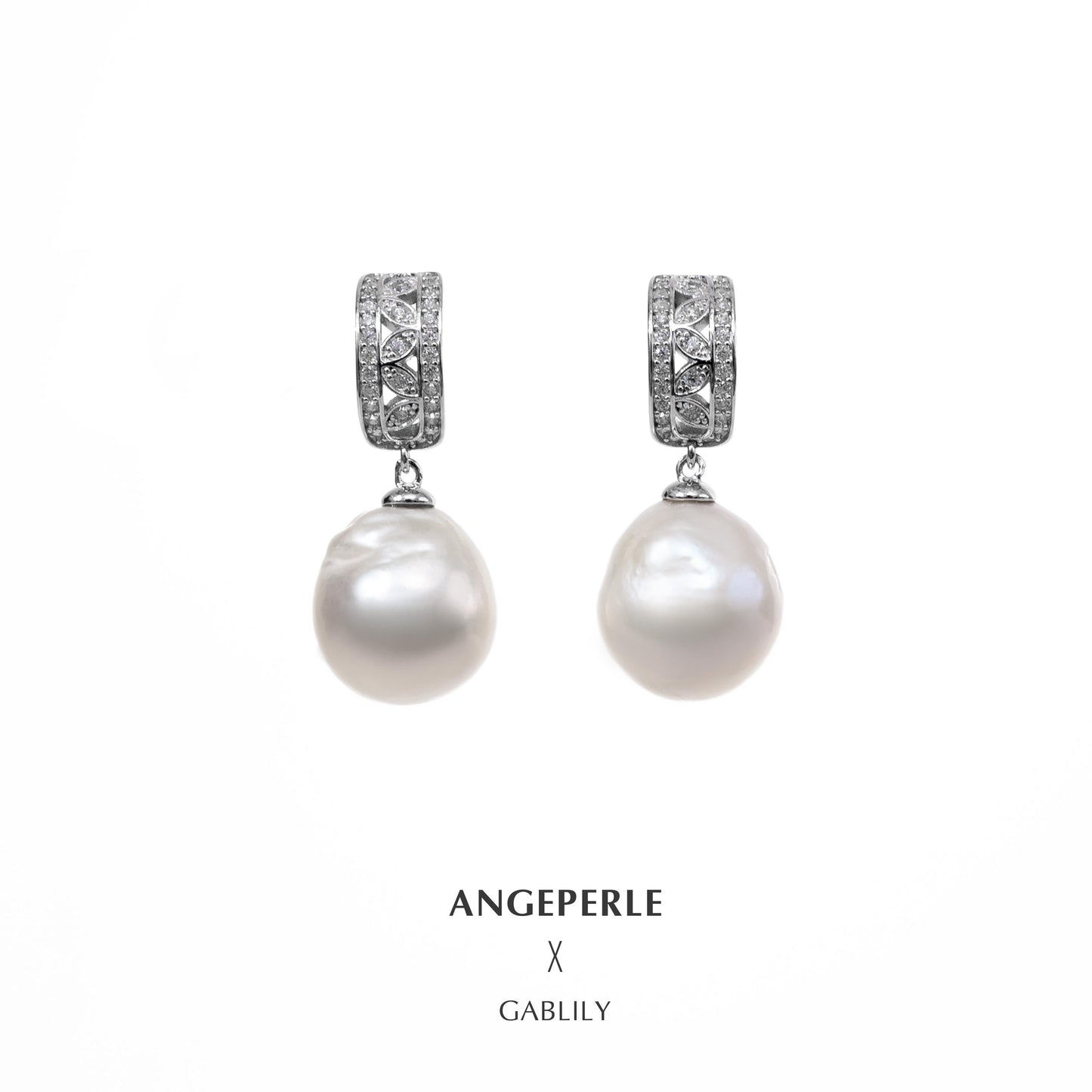 Gablily Pearl Baroque Drop Earrings And Pendant: 12-13/13-14mm Freshwater S925 Silver (zpjcy035)