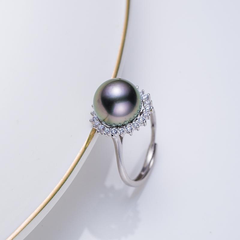 Sunflower Tahitian Ring: 10mm Seawater Pearls S925 Sliver (SZJY001)