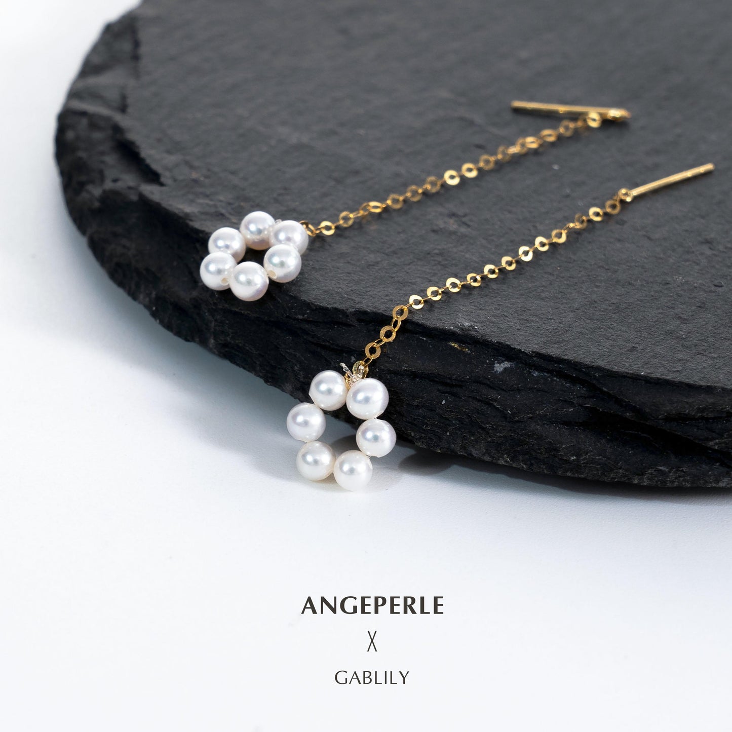 Gablily Small Flower Hoop Earrings High Quality: 3-4mm Freshwater 18K Gold (TSJCY769)