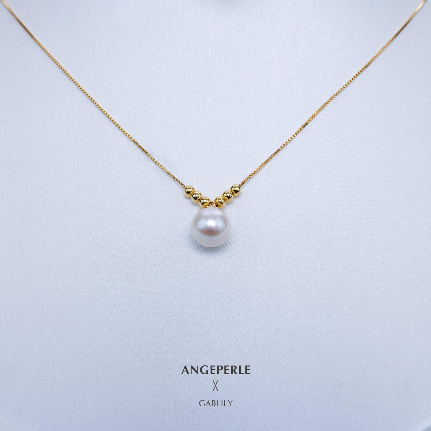 Gablily 6+1 White Pearl Pendant: 8-9mm Freshwater 18k Gold Beans + Free S 925 Silver Chain (zpjcy116)