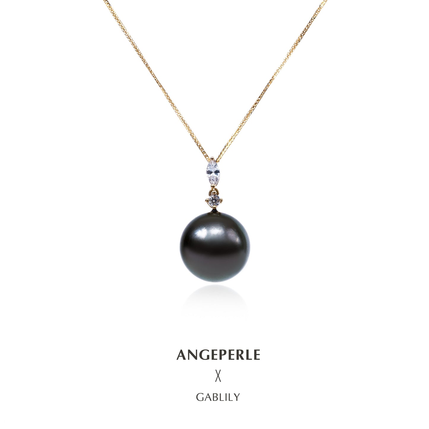 High Quality Tahitian Diamond Pearl Pendant: 10-11mm Seawater 18K Gold Clasp And 18K Chopin Chain (LBGY004)