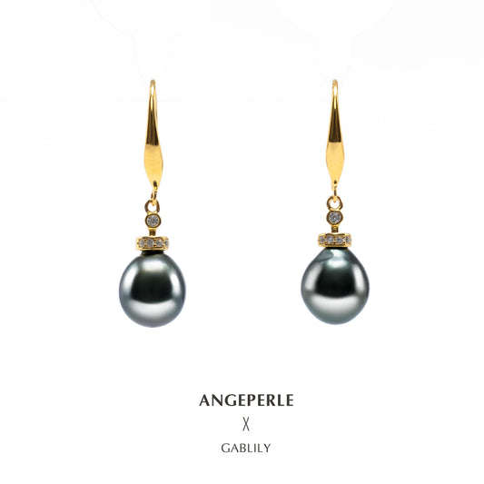 Teardrop Tahitian Pearl Earrings Stylish And Elegant：8-9mm Seawater S925 Silver (TSJCY811)