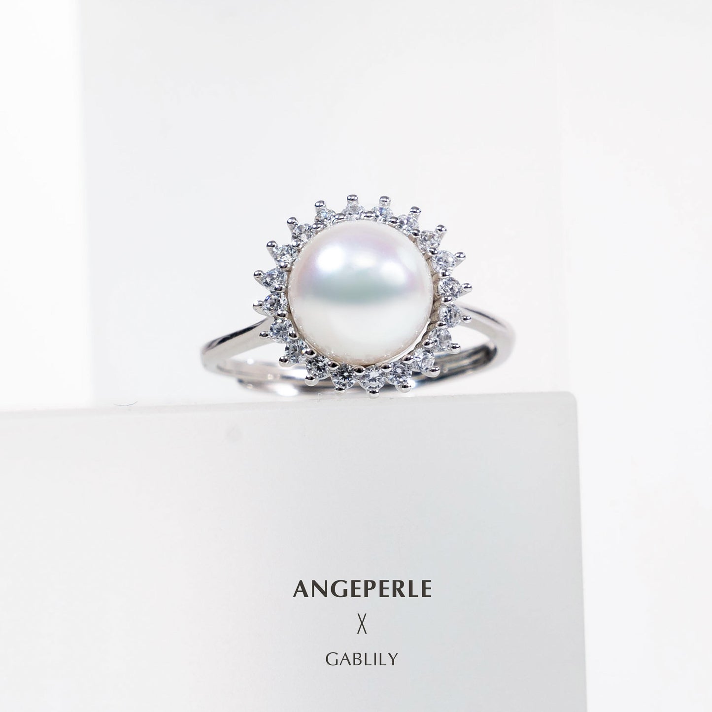 Akoya White Pearl Sunflower Ring：8-9mm Seawater S925 Silver (TSJCY599)