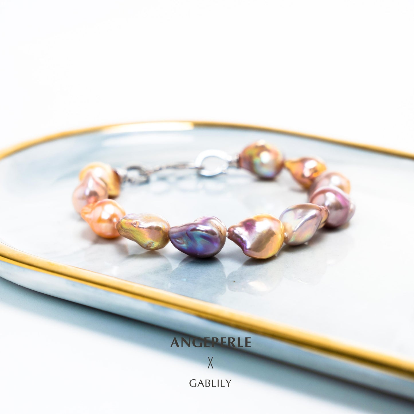 Candy Color Metallic Baroque Pearl Bracelet Figure 8 shaped Clasp：10-13mm Freshwater S925 Silver (TSJCY941)