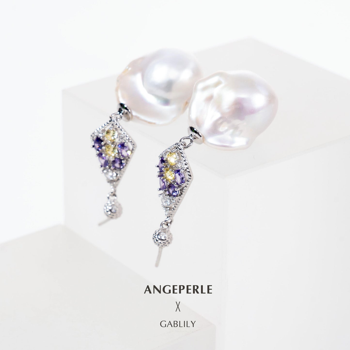 Gablily Baroque Ornate Pearl Earrings: 13-20mm Freshwater S925 Silver (TSJCY603)