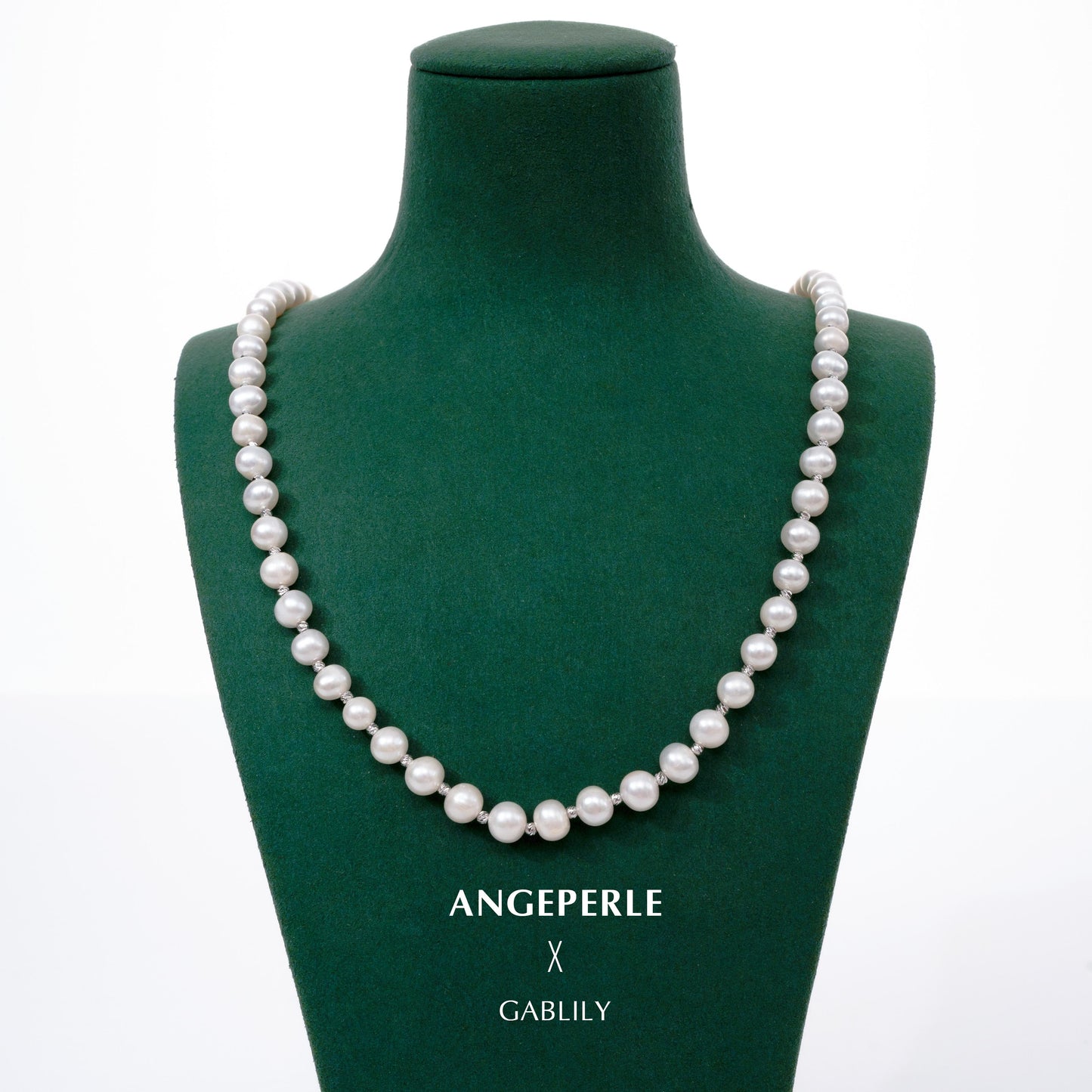 Figure 8 Clasp Pearl Necklace And Two Pearl Bracelets Length 95cm One Piece For Multiple Wears: 7-8mm Freshwater Alloy (TSAW041)