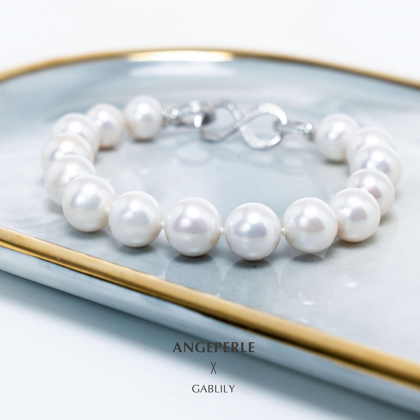 Gablily Classic 8-shaped Clasp Pearl Bracelet：9-11mm Freshwater S925 Silver (TSJCY915)