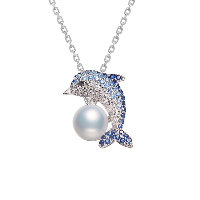 Blue Dolphin Pearl Pendant ：6-7mm Freshwater S925 Silver (TSJY024)