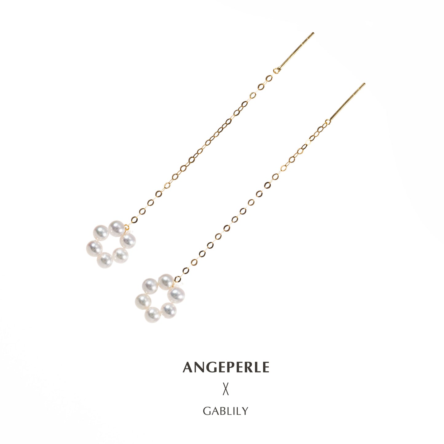 Gablily Small Flower Hoop Earrings High Quality: 3-4mm Freshwater 18K Gold (TSJCY769)