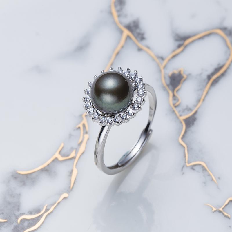 Sunflower Tahitian Ring: 10mm Seawater Pearls S925 Sliver (SZJY001)