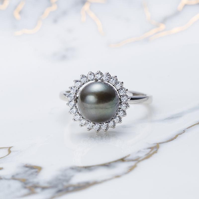 Sunflower Tahitian Ring: 10mm Seawater Pearls S925 Sliver (SZJY001)