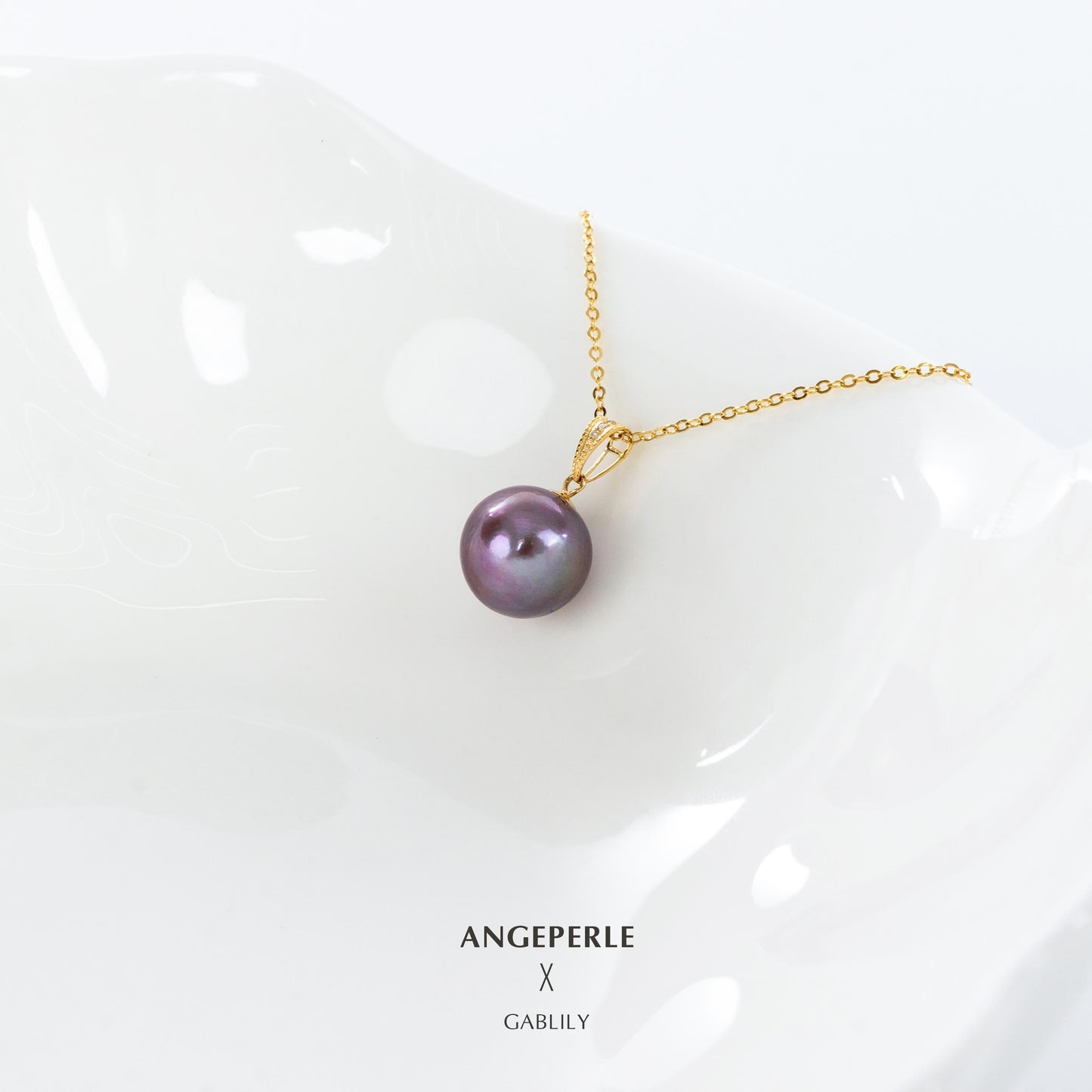 10-11mm Purple Culture Freshwater Edison Pearl  Pendant with Gold Plated Sterling Sliver Chain