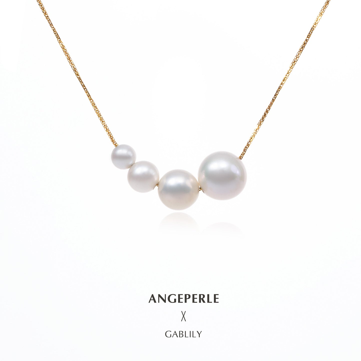 Gablily Smile Gradient Pearl Necklace: 4-5/5-6/6-7/8-9mm Freshwater 18K Gold (TSGY1224)